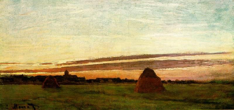 Claude Monet Haystacks at Chailly at Sunrise Sweden oil painting art